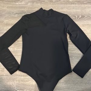 Mesh mock neck bodysuit